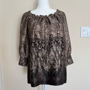 Juicy Couture Elegant Silk Black and Brown/Tan Women's Top